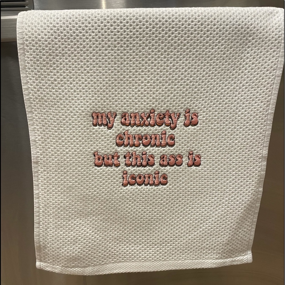 100% cotton waffle weave kitchen towel embroidered